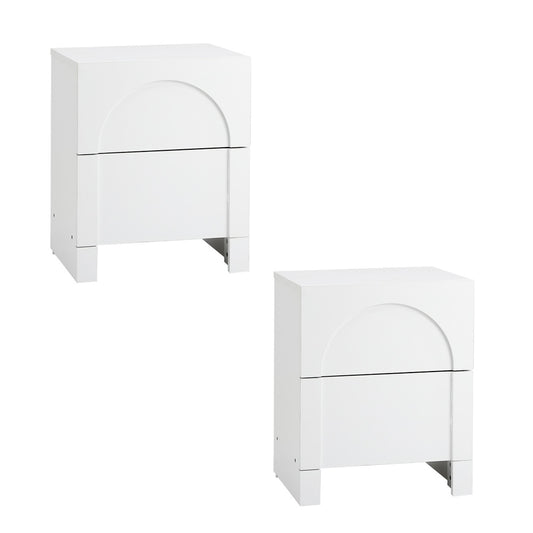 Oikiture 2X Bedside Table 2 Drawers Side Table White