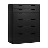 Oikiture 6 Chest of Drawers Air Gap Handles Black