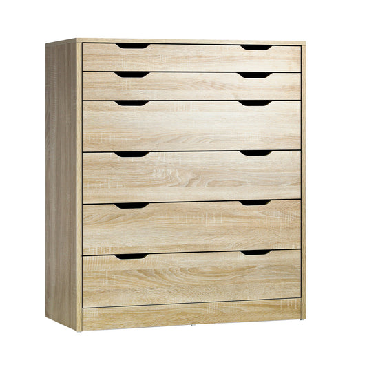 Oikiture 6 Chest of Drawers Tallboy Wooden