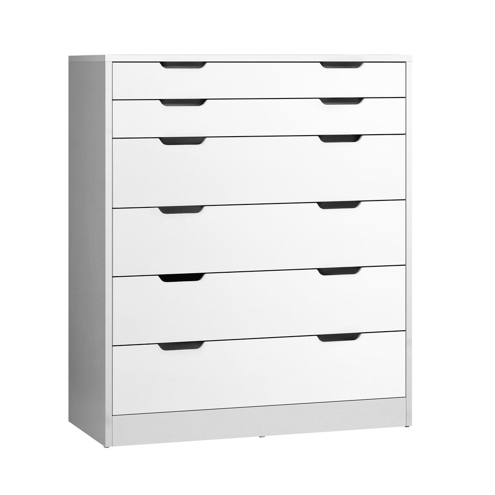 Oikiture 6 Chest of Drawers Tallboy White