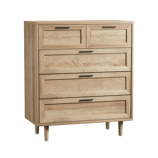 Oikiture 5 Chest of Drawers Dresser Tallboy Natural