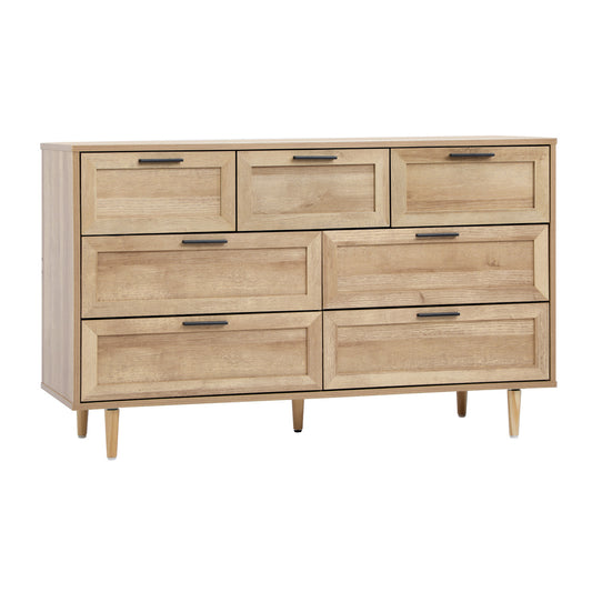 Oikiture 7 Chest of Drawers Dresser Tallboy Natural