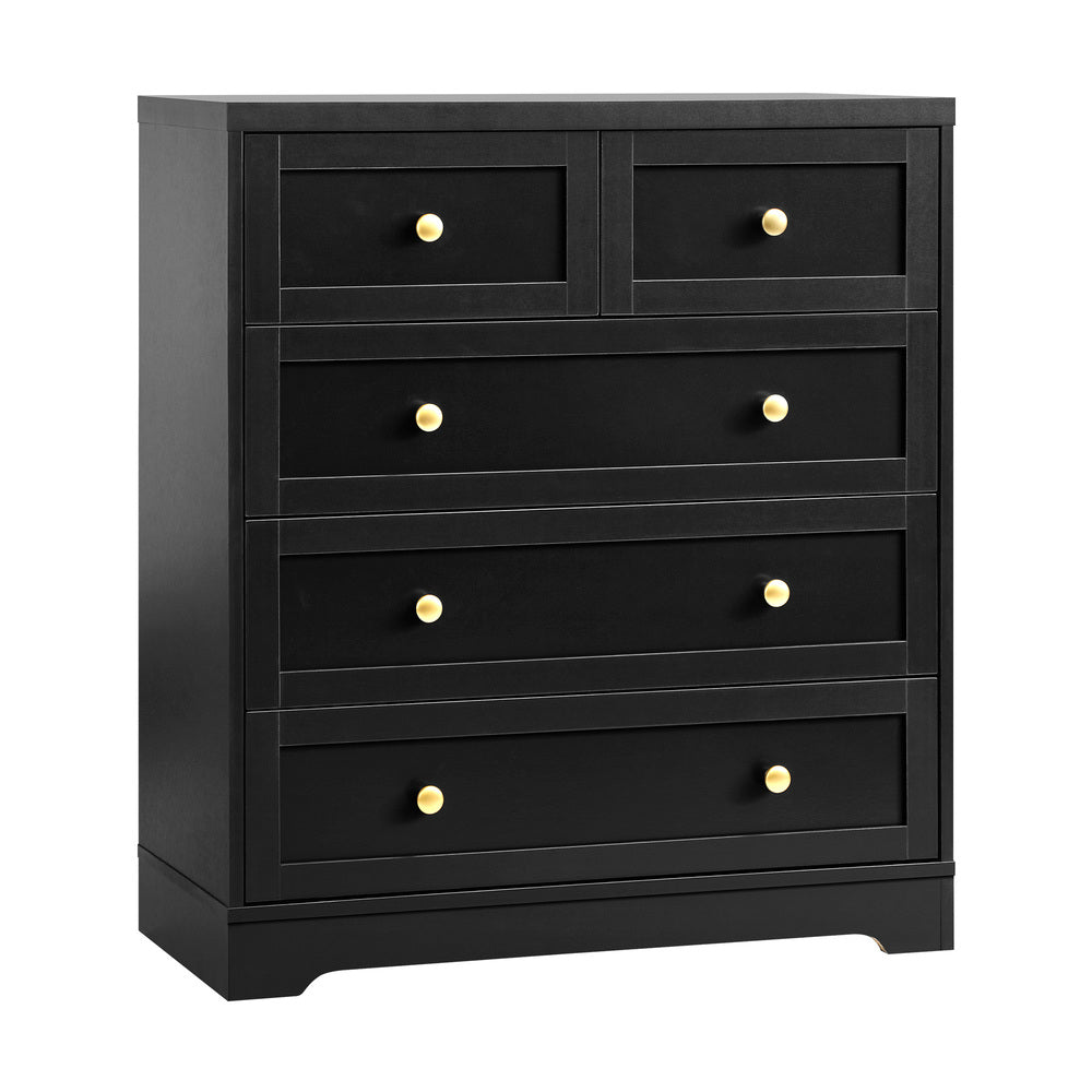 Oikiture Chest of Drawers with 5 Drawers Black