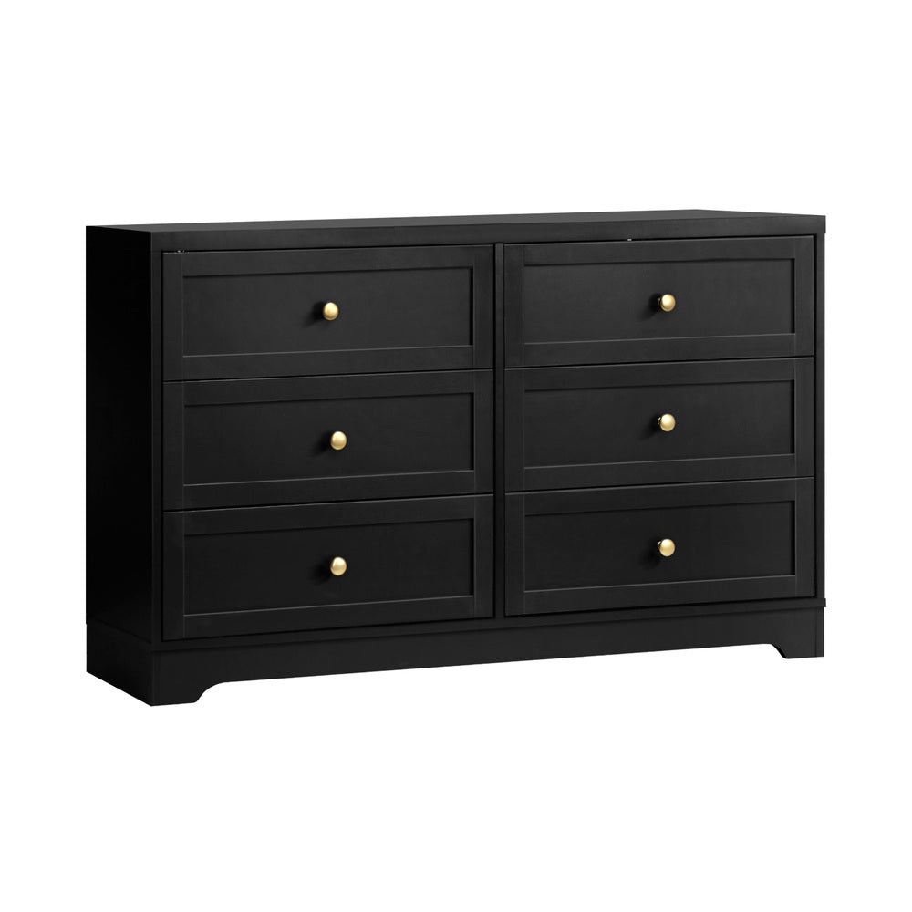 Oikiture Chest of Drawers with 6 Drawers Black