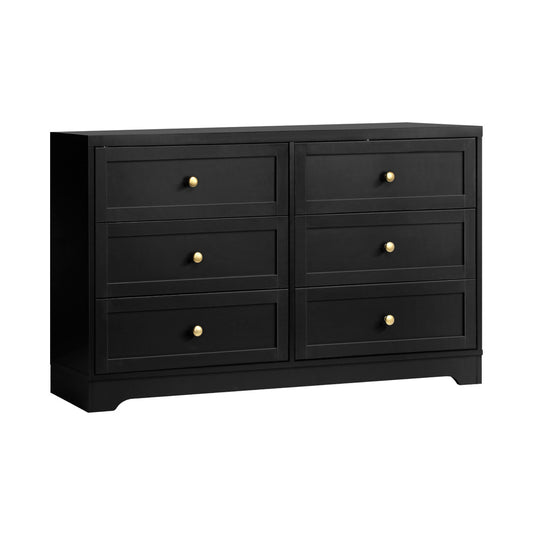 Oikiture Chest of Drawers with 6 Drawers Black