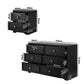 Oikiture 5 Chest of Drawers and Bedside Table Hamptons Furniture Set Black