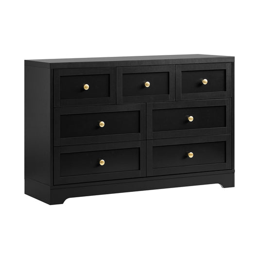 Oikiture Chest of Drawers with 7 Drawers Black