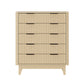 Oikiture 5 Chest of Drawers Dressers Tallboy Stripe Natural