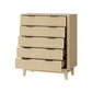 Oikiture 5 Chest of Drawers Dressers Tallboy Stripe Natural