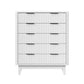 Oikiture 5 Chest of Drawers Dressers Tallboy Stripe White
