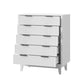 Oikiture 5 Chest of Drawers Dressers Tallboy Stripe White