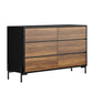 Oikiture 6 Chest of Drawers Cabinet Dresser Table Lowboy Walnut