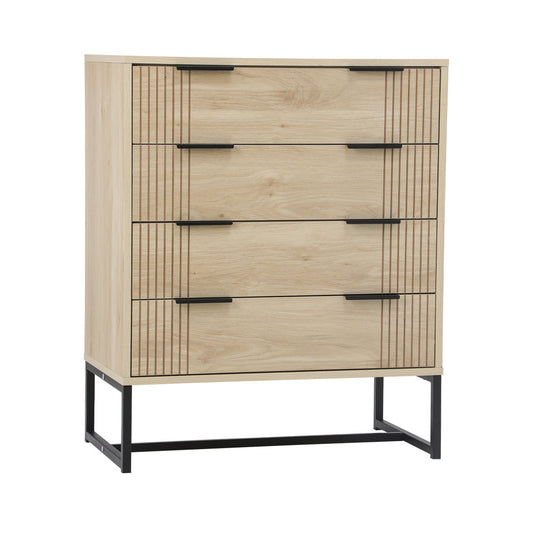 Oikiture 4 Chest of Drawers Dresser Table Lowboy Natural