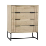 Oikiture 4 Chest of Drawers Dresser Table Lowboy Natural