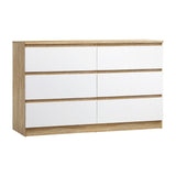 Oikiture 6 Chest of Drawers Tallboy Cabinet Dresser Table Wooden White Furniture