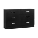 Oikiture 6 Chest of Drawers Aluminum Handles Black