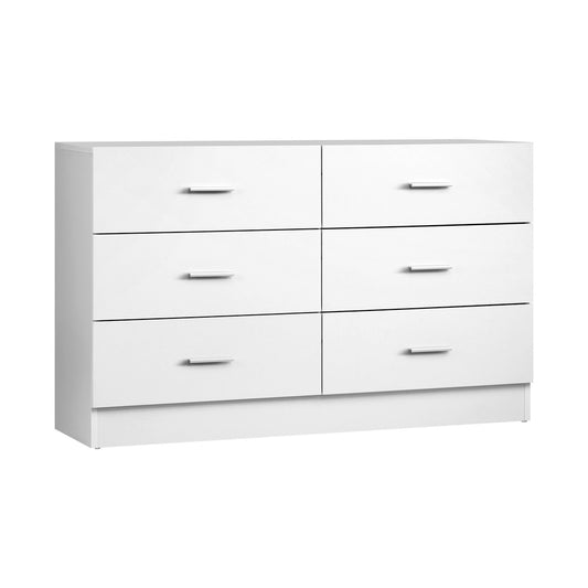 Oikiture 6 Chest of Drawers Aluminum Handles White