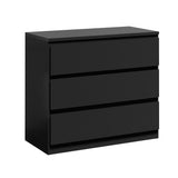 Oikiture 3 Chest of Drawers Lowboy Dresser Table Black