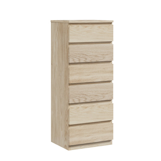 Oikiture 6 Chest of Drawers Tallboy Dresser Table Natural