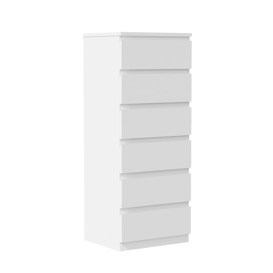 Oikiture 6 Chest of Drawers Lowboy Handle-Free White