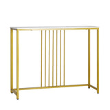 Oikiture Console Table Marble-like Tabletop Steel Frame