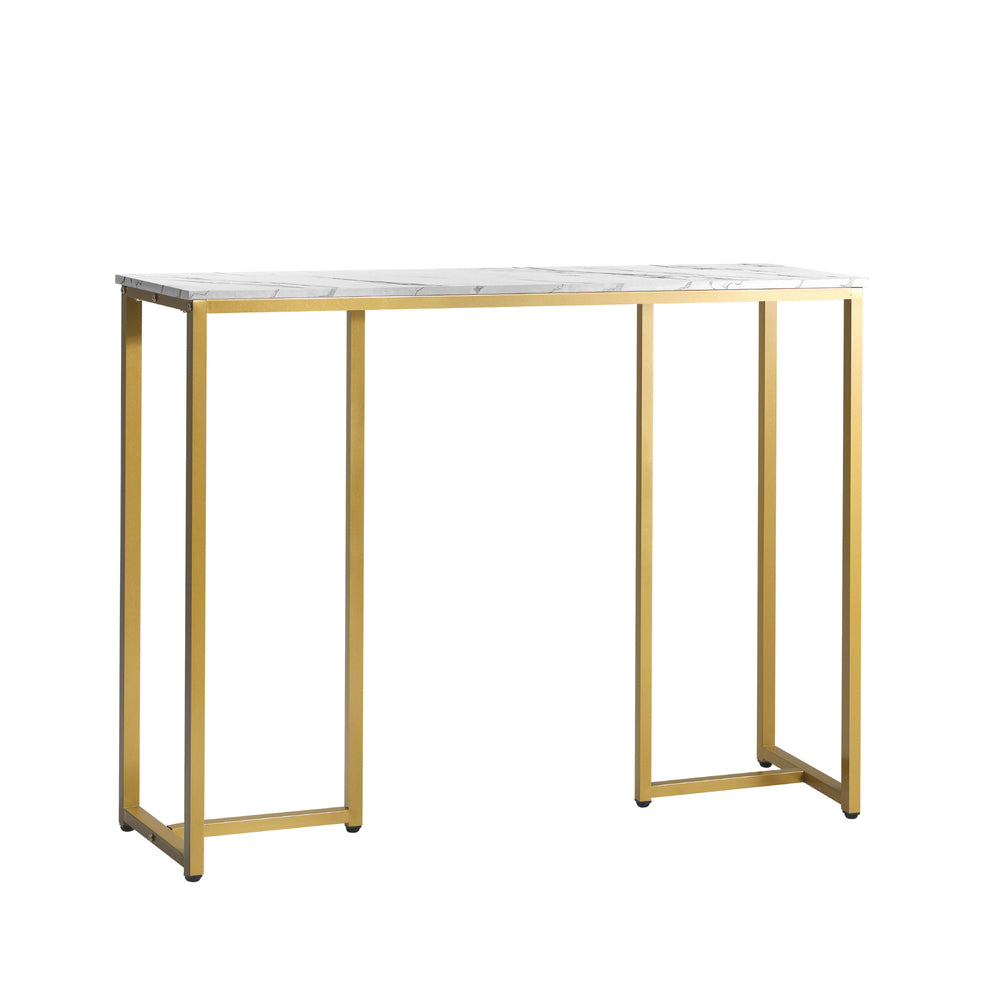 Oikiture Console Table Marble Effect Hall Display White&Gold