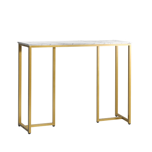 Oikiture Console Table Marble Effect Hall Display White&Gold