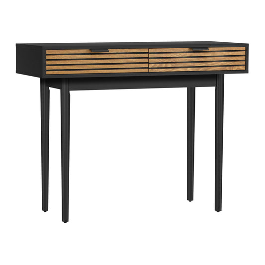 Oikiture Console Table with 2 Storage Drawer Black
