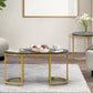 Oikiture Nesting  Coffee Table Set of 2 Marble Effect Gold Black