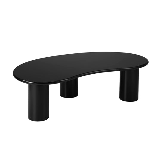 Oikiture Coffee Table Cafe Desk Irregular Black