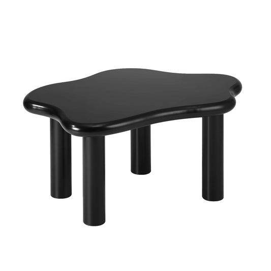 Oikiture Coffee Table Side Tables Black Irregular