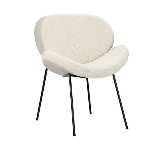 Oikiture Dining Chair Faux sherpa Cream