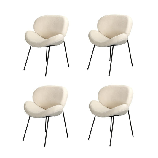 Oikiture 4PCS Armchair Dining Chair Sherpa White