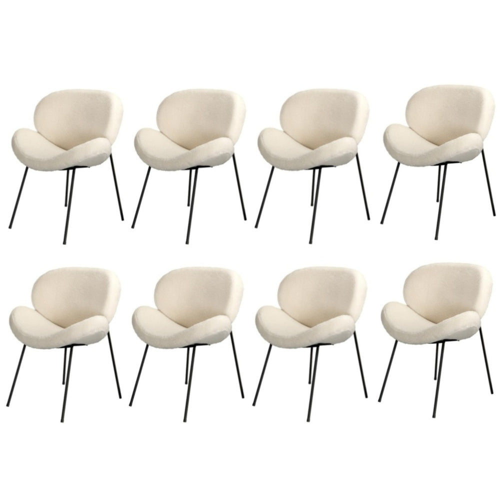 Oikiture 8PCS Dining Chair Tub Armchairs Sherpa White