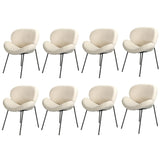 Oikiture 8PCS Dining Chair Tub Armchairs Sherpa White