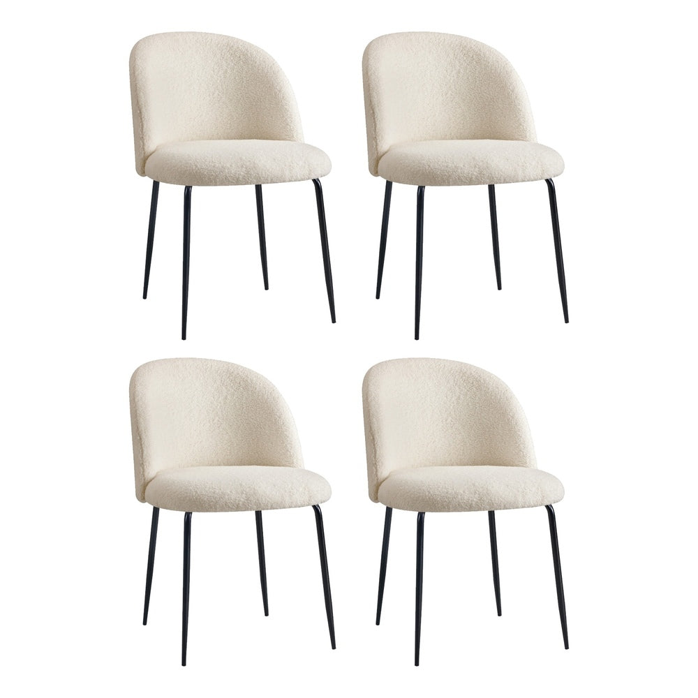 Oikiture 4x Dining Chairs Kitchen Upholstered Sherpa White