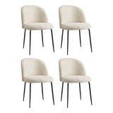 Oikiture 4x Dining Chairs Kitchen Upholstered Sherpa White
