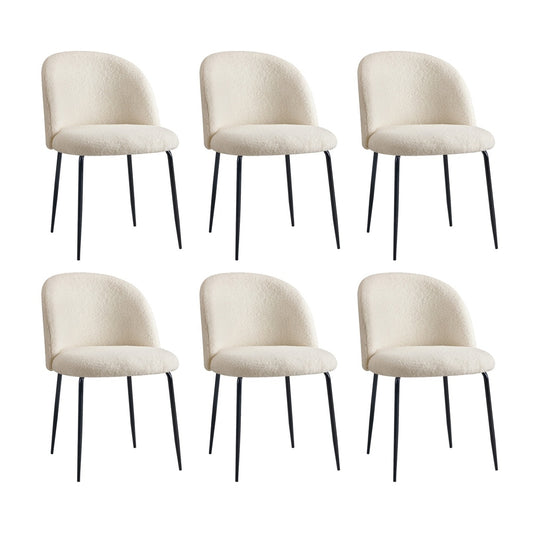 Oikiture 6x Dining Chairs Kitchen Upholstered Sherpa White