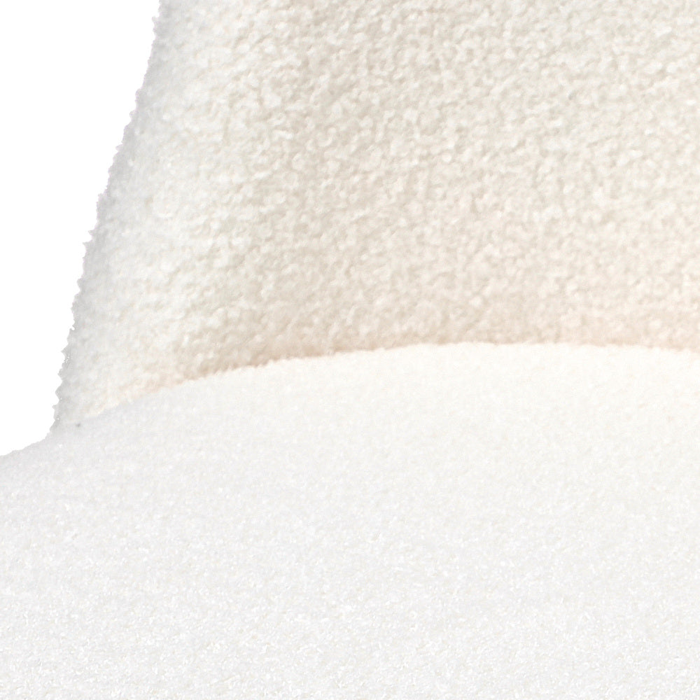 Oikiture 6x Dining Chairs Upholstered Sherpa Wooden White