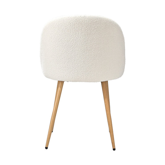 Oikiture 8x Dining Chairs Upholstered Sherpa Wooden White