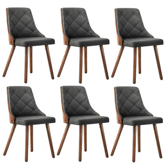 Oikiture Wooden Dining Chairs Faux Linen fabric Padded Seatx6