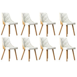Oikiture 8x Wooden Dining Chairs Faux Leather Padded White