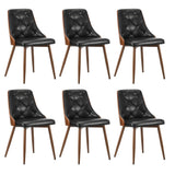 Oikiture Dining Chairs Cafe Seat Retro PU Leather x6 Black