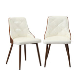 Oikiture Dining Chairs PU Leather x2 White