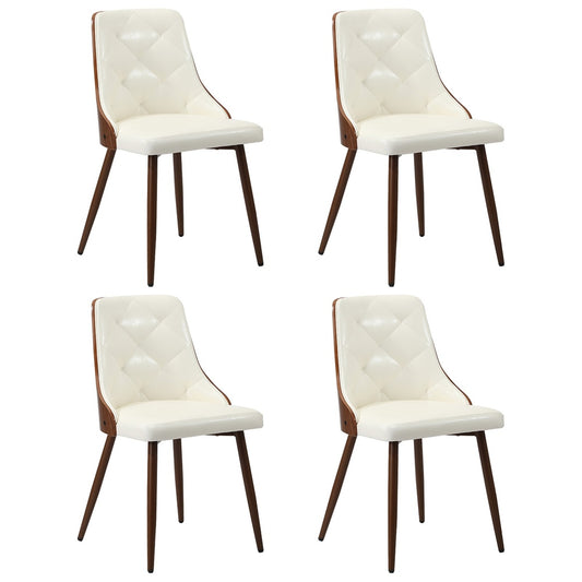 Oikiture Dining Chairs Kitchen Lounge PU Leather x4 White