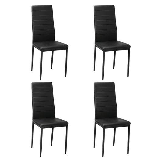 Oikiture 4PCS Dining Chairs High-Back Faux Leather Black