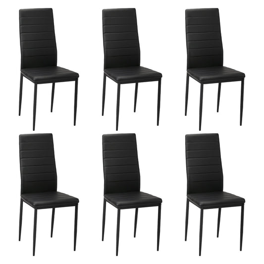 Oikiture 6PCS Dining Chairs High-Back Faux Leather Black
