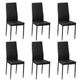 Oikiture 6PCS Dining Chairs High-Back Faux Leather Black
