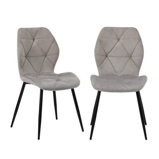 Oikiture Dining Chairs Set of 2 Velvet Grey