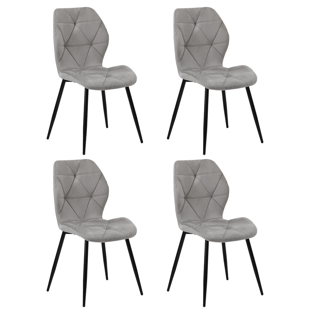 Oikiture Dining Chairs Set of 4 Velvet Grey